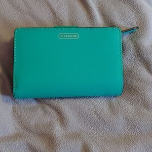 Coach Blue/Green Medium Corner Zip Wallet